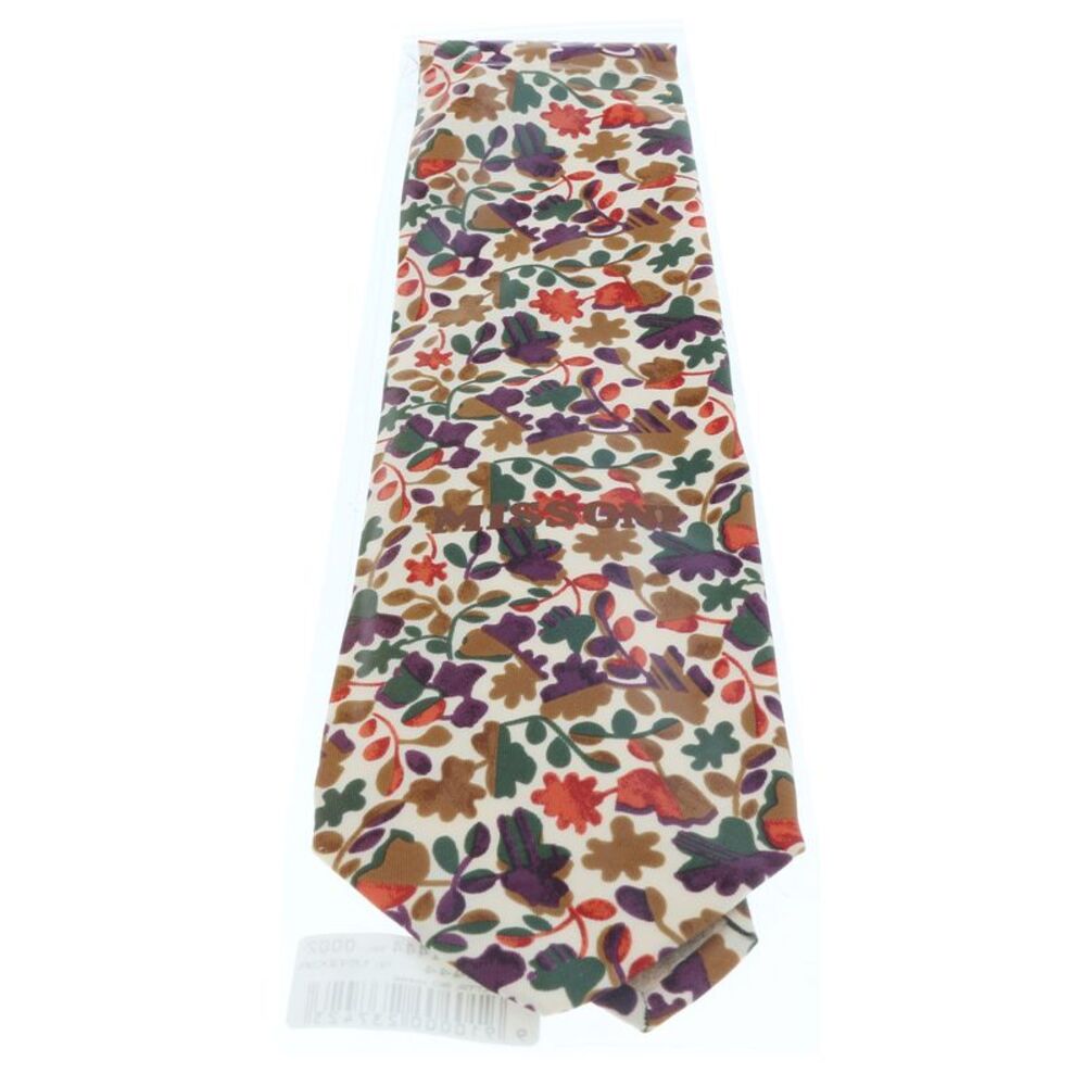 Missoni U1444 Cream/Green Floral 100% Silk Tie - Picture 3 of 4